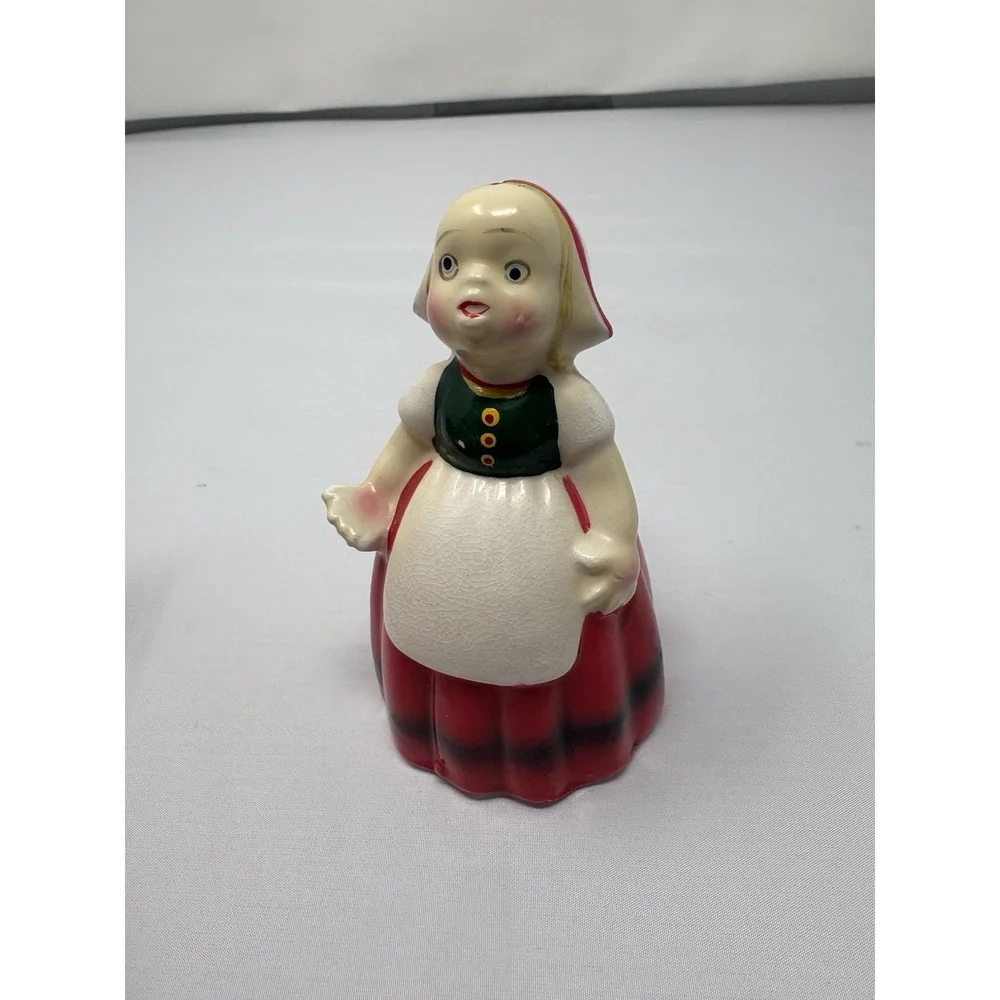 Vintage 1950's Japan Ceramic Dutch Girl Salt Shaker Novelty Traditional Dress