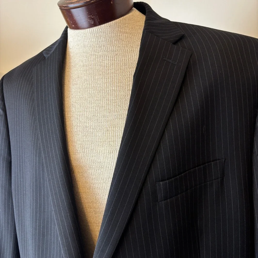 Ralph Lauren‎ Pinstripe Suit Set Wool 2-Button Blazer 48 L Pants 36x32.5 MINT
