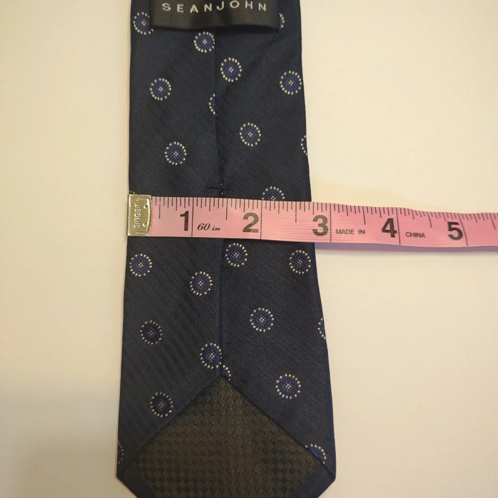 Sean John Navy Blue Patterned Men's Silk Tie