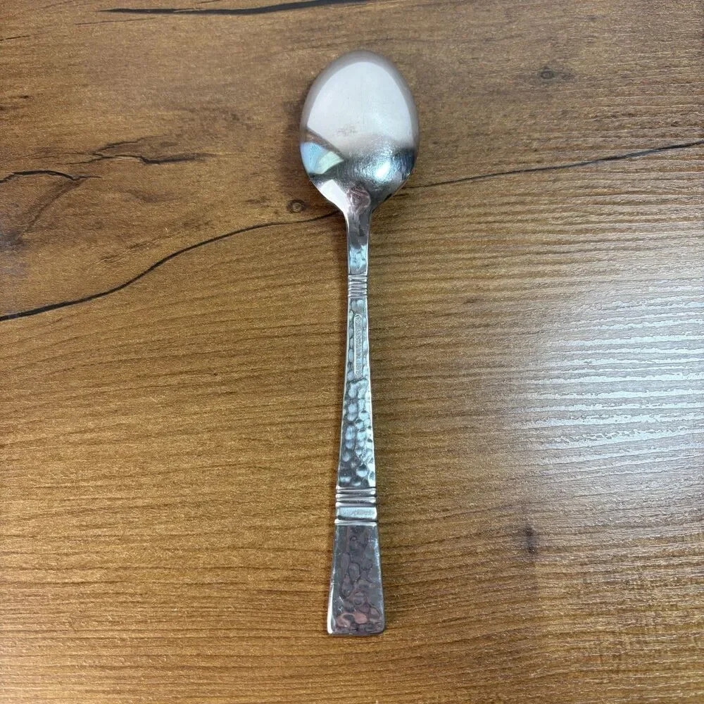 Gorham Stainless Table Soup Spoon BALUSTER Japan Hammered Design Studios 18/8