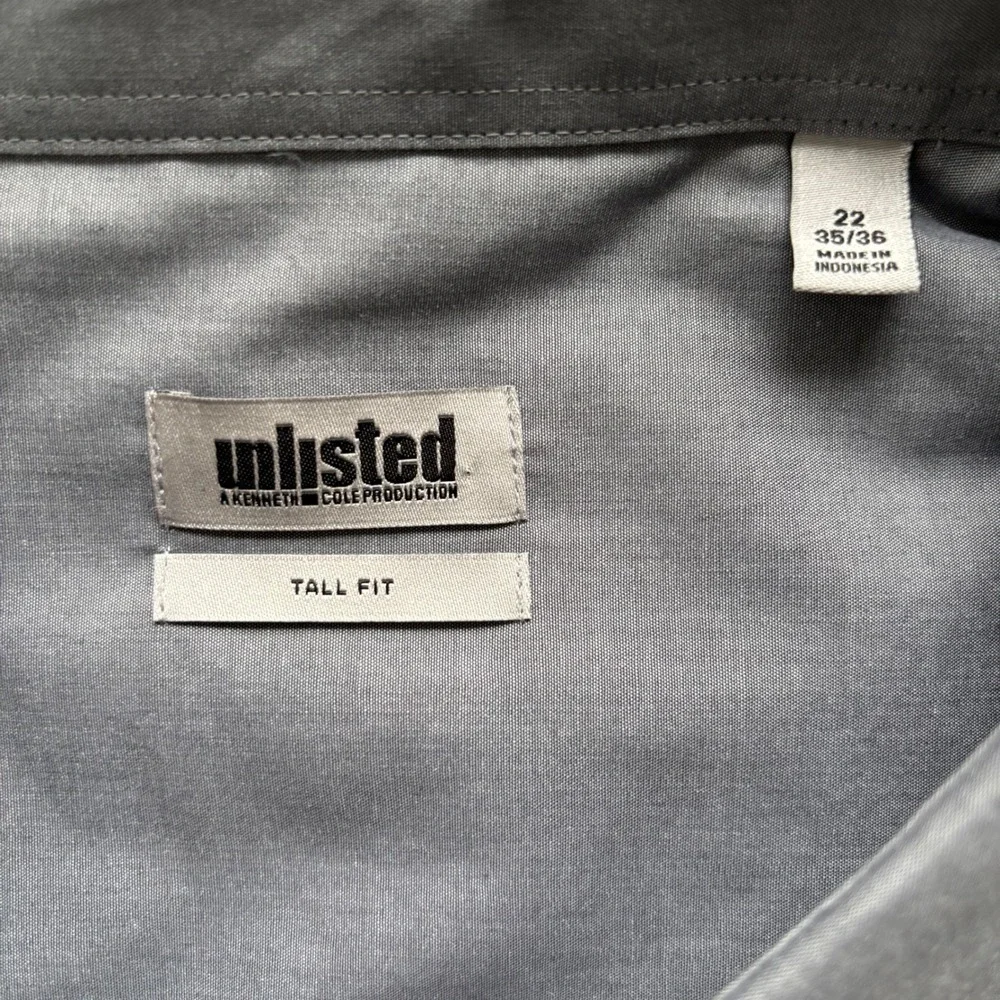 Unlisted Kenneth Cole Dress Shirt Mens 5X Graphite Tall Fit Professional NWT $65