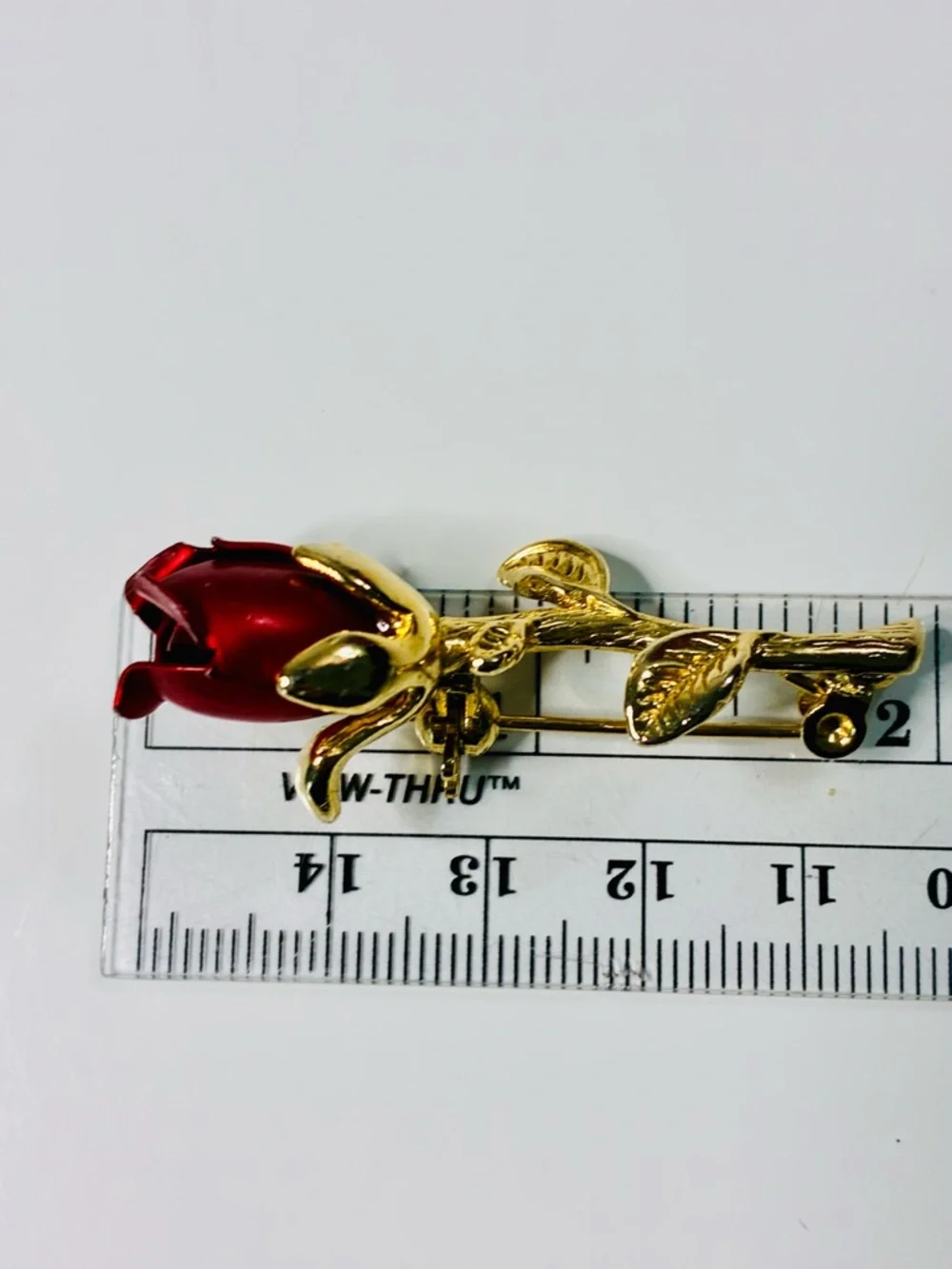 VTG Boutonniere Gold-Tone Red Rose Brooch Easy Everyday Casual Lightweight EUC