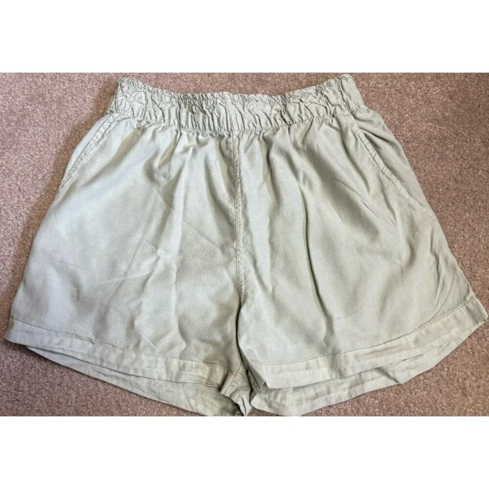 Altar’d State Light Green Linen Blend Paperbag Shorts Large 4” Inseam
