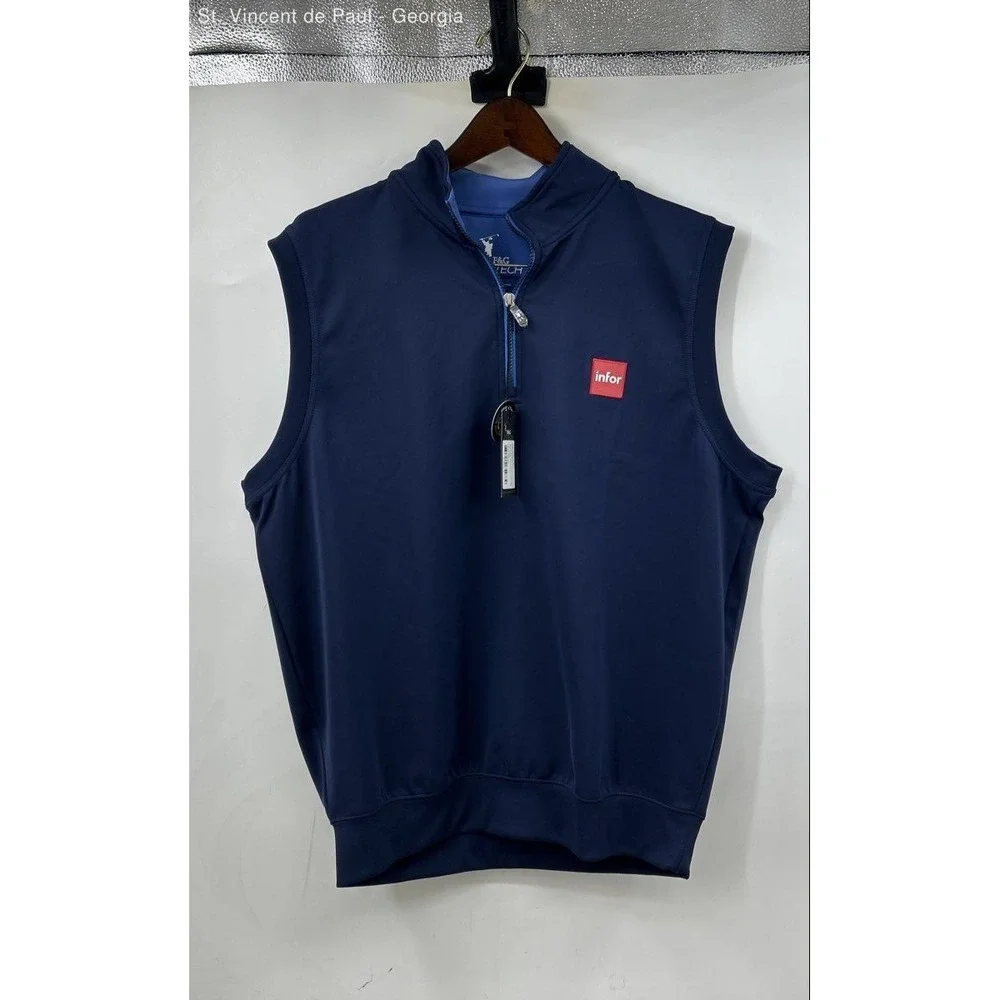 F&G Tech Full Zip Golf Vest Men's Size Large Blue NWT