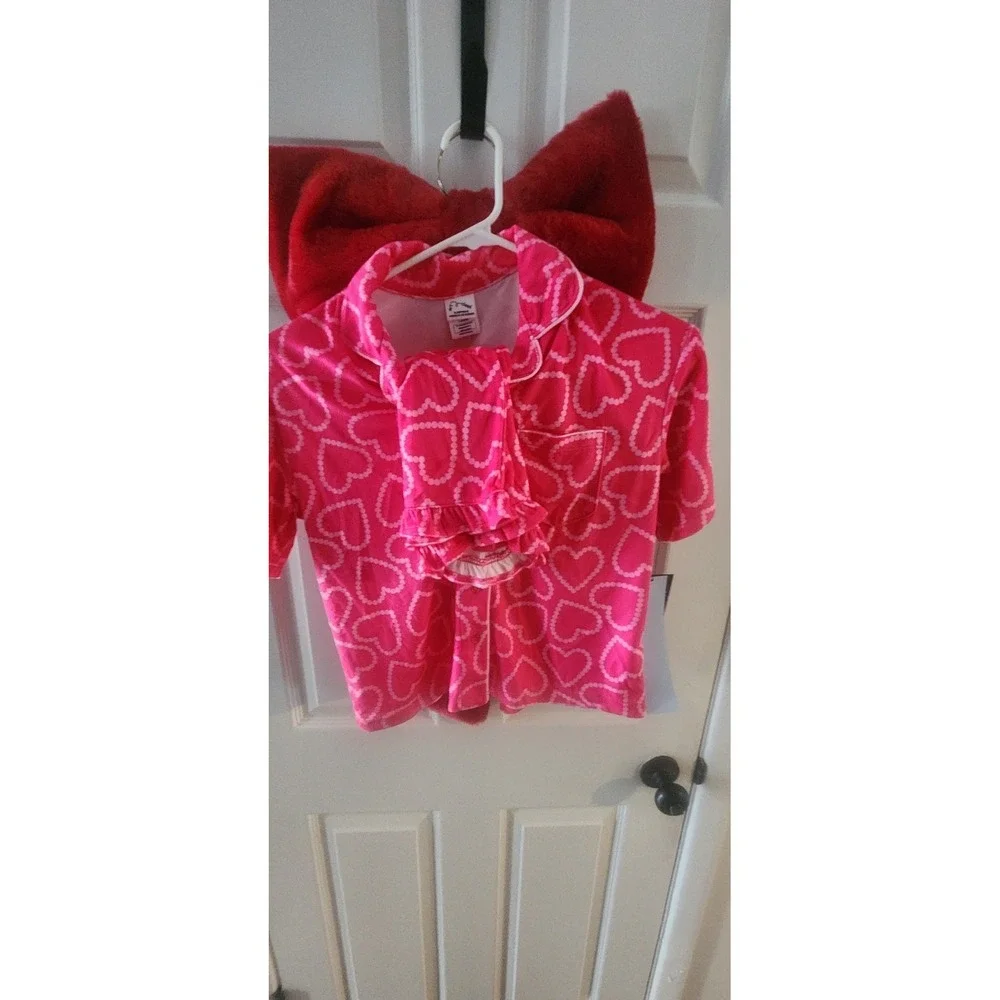 NEW Art Class Girls 2pc Hearts Short Sleeve Pajama Set Pink Large 10/12