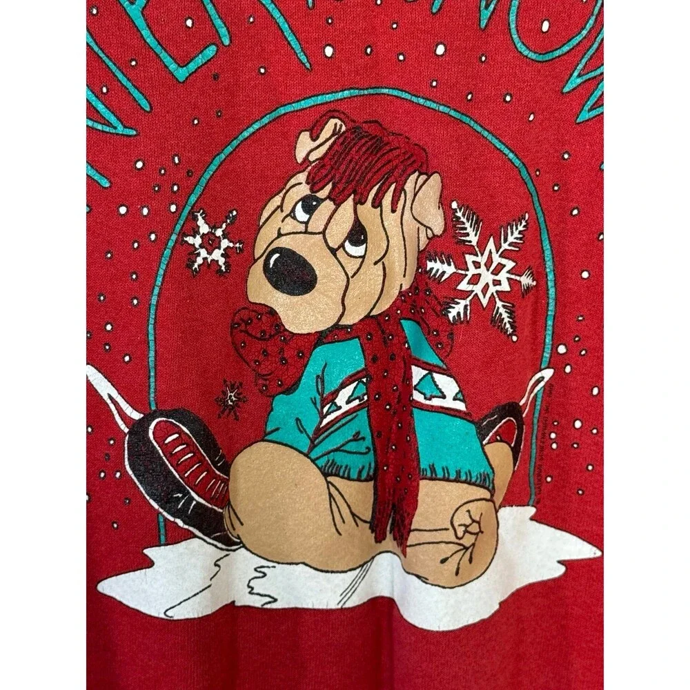 Vintage Winter Is Snow‎ Fun Funny Holiday Christmas Crewneck Sweater Large L USA