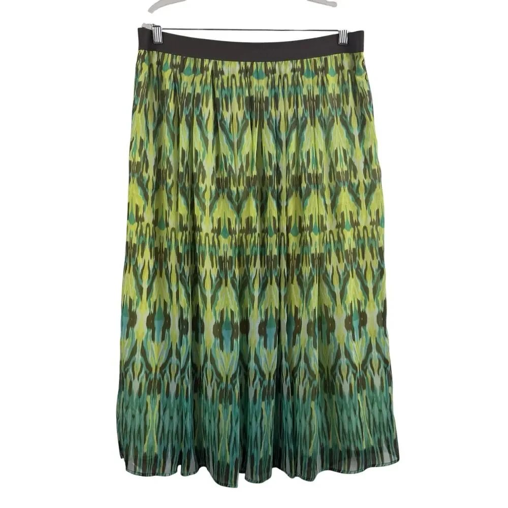 Ruby Rd. Watercolor Ikat Crinkle Maxi Skirt Size 16W Fairycore Elastic Waist