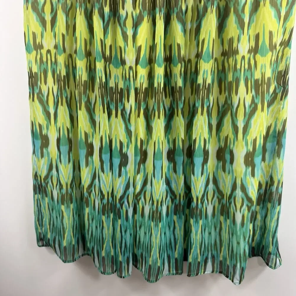 Ruby Rd. Watercolor Ikat Crinkle Maxi Skirt Size 16W Fairycore Elastic Waist