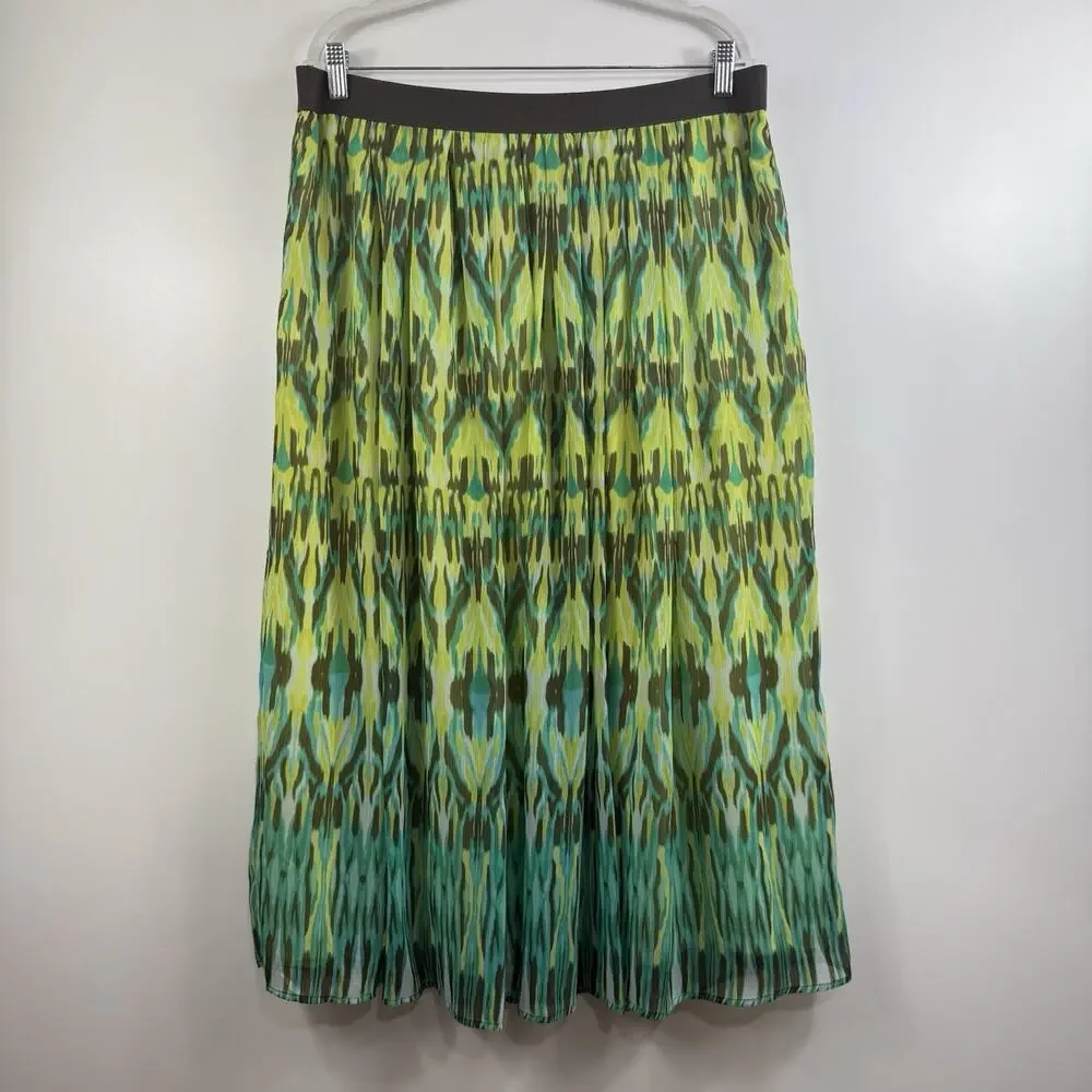 Ruby Rd. Watercolor Ikat Crinkle Maxi Skirt Size 16W Fairycore Elastic Waist