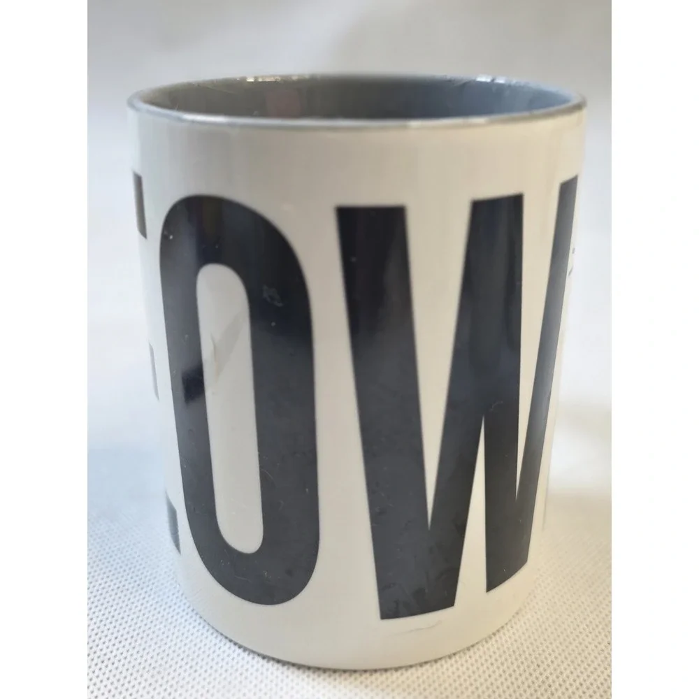Cat Lady Box MEOW Black Cat Coffee Mug with Grey Handle,gift