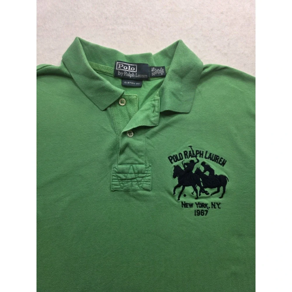 Polo Ralph Lauren Vintage RARE Green Embroidered NY 1967 #2 Polo. Size XL