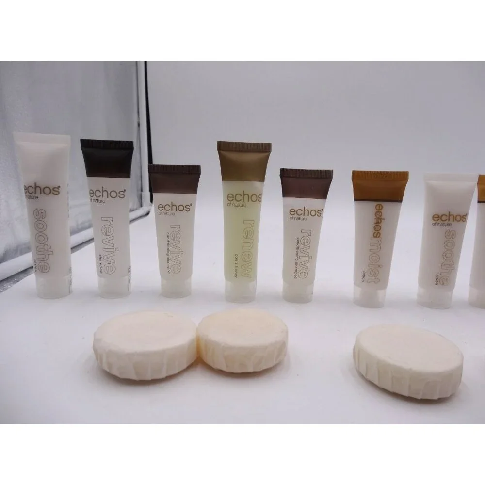 Echos of Nature 25 Pieces Lotion 1.25 oz Soap sealed travel size 1.5 oz Shampoo
