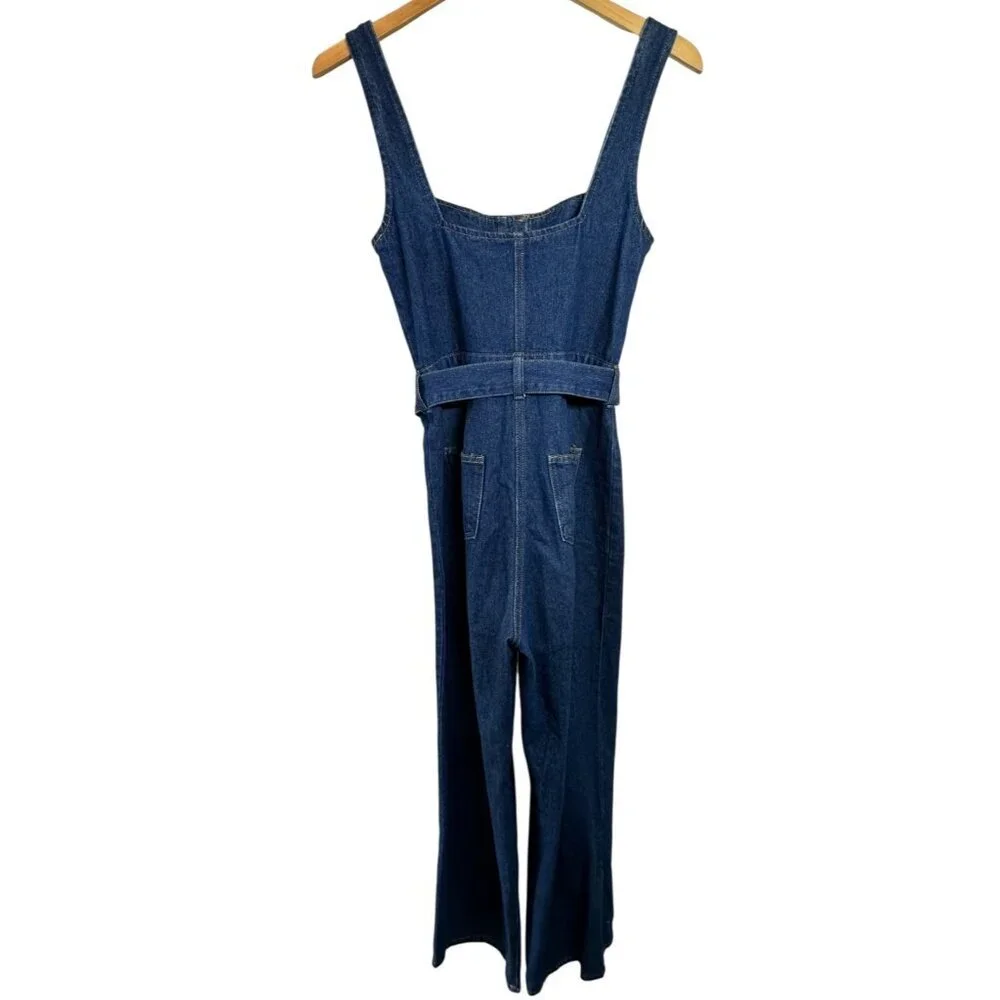 BDG Button Down Belted Denim Jumpsuit Size 2 Urban Outfitters