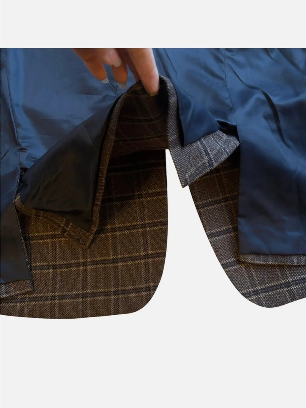 Classic Brown Windowpane Blazer & Trouser Set Men’s 46L/ 40X27 2 Pc Suit