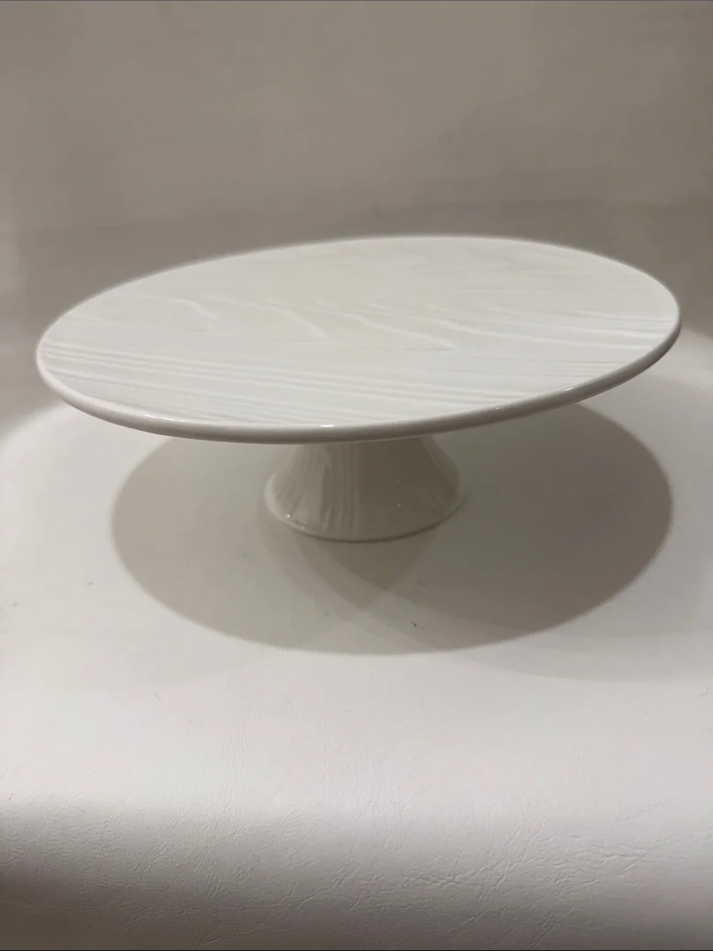 Roscher Classic White Textured Porcelain Ceramic Cake Pedestal Serving Platter