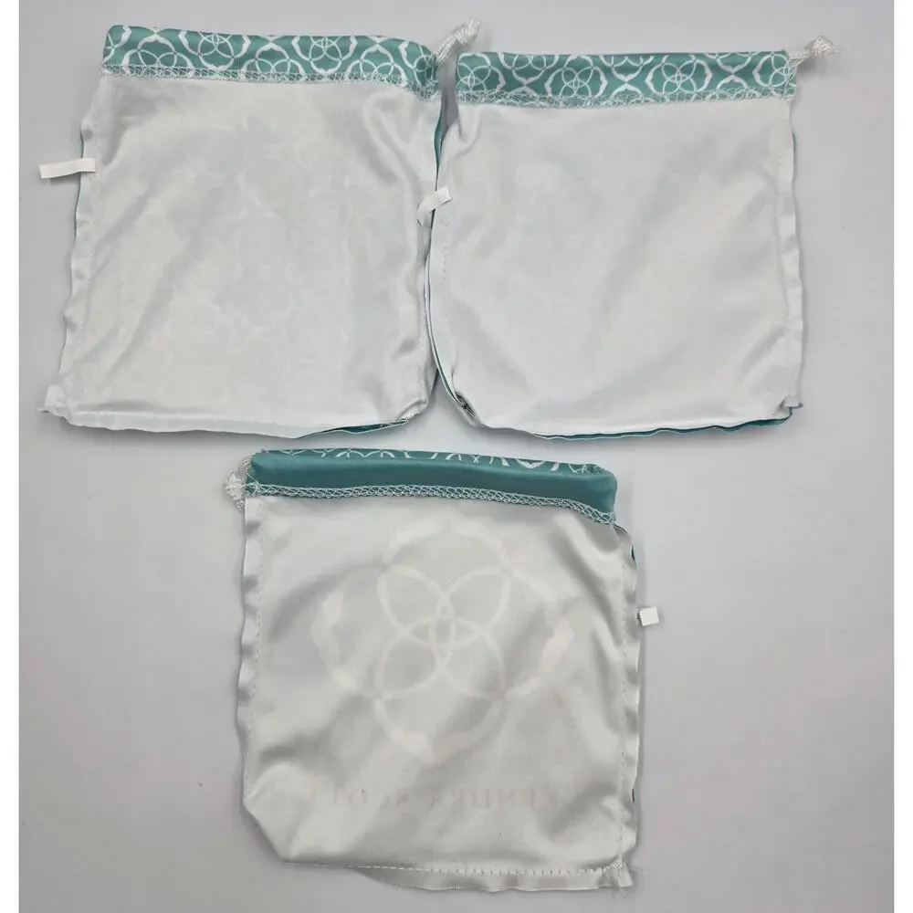 Kendra Scott Blue Turquoise Jewelry Drawstring Dust Bags Pouches-Lot Of 3