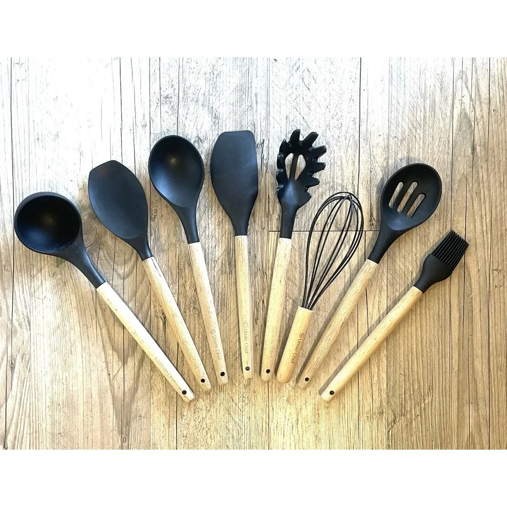 Wooden Silicone Kitchen Utensil Set 8 Piece Set by Ultimate Chef‎
