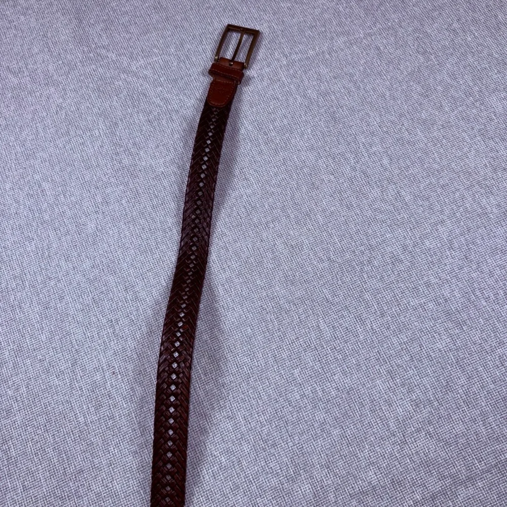Dockers Brown Braided Woven Belt Brass Buckle Size 50/125