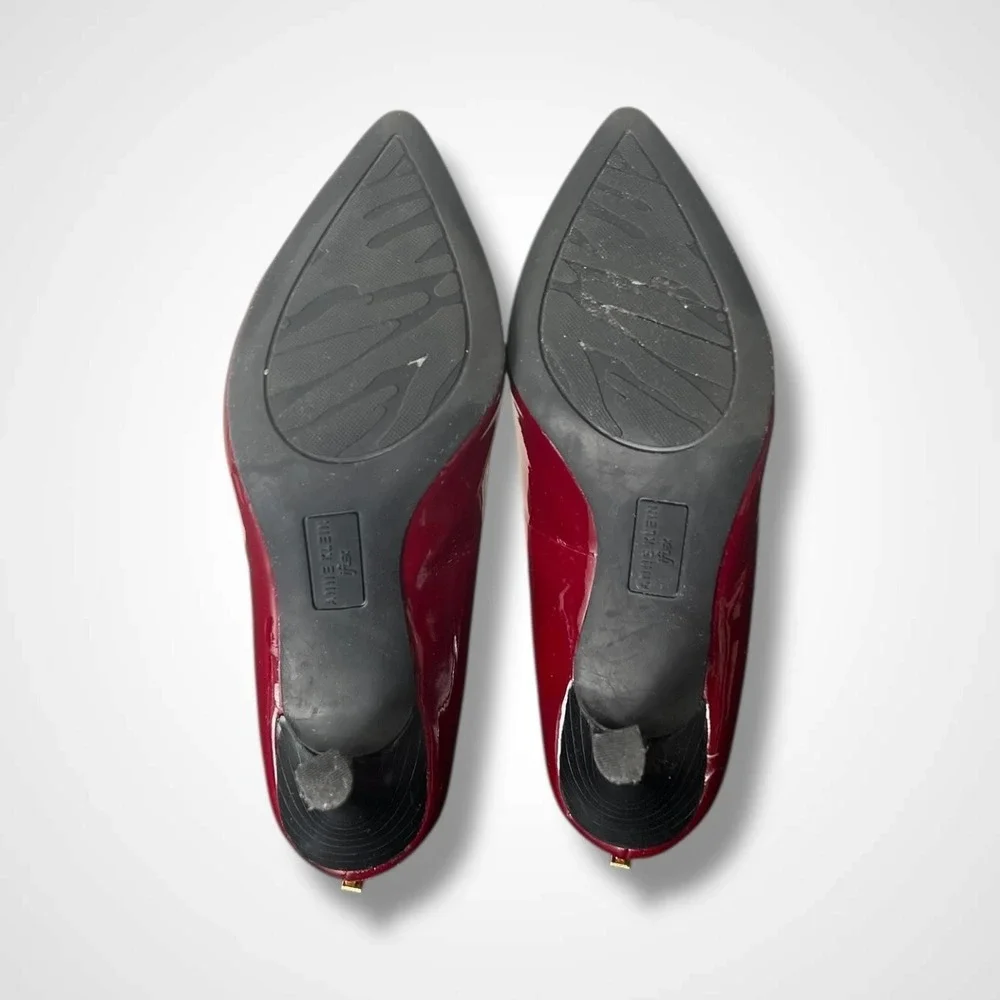 Anne Klein Pumps Womens Size 6.5 Burgundy Patent AKFALICIA iFlex Back‎ Zip Heels