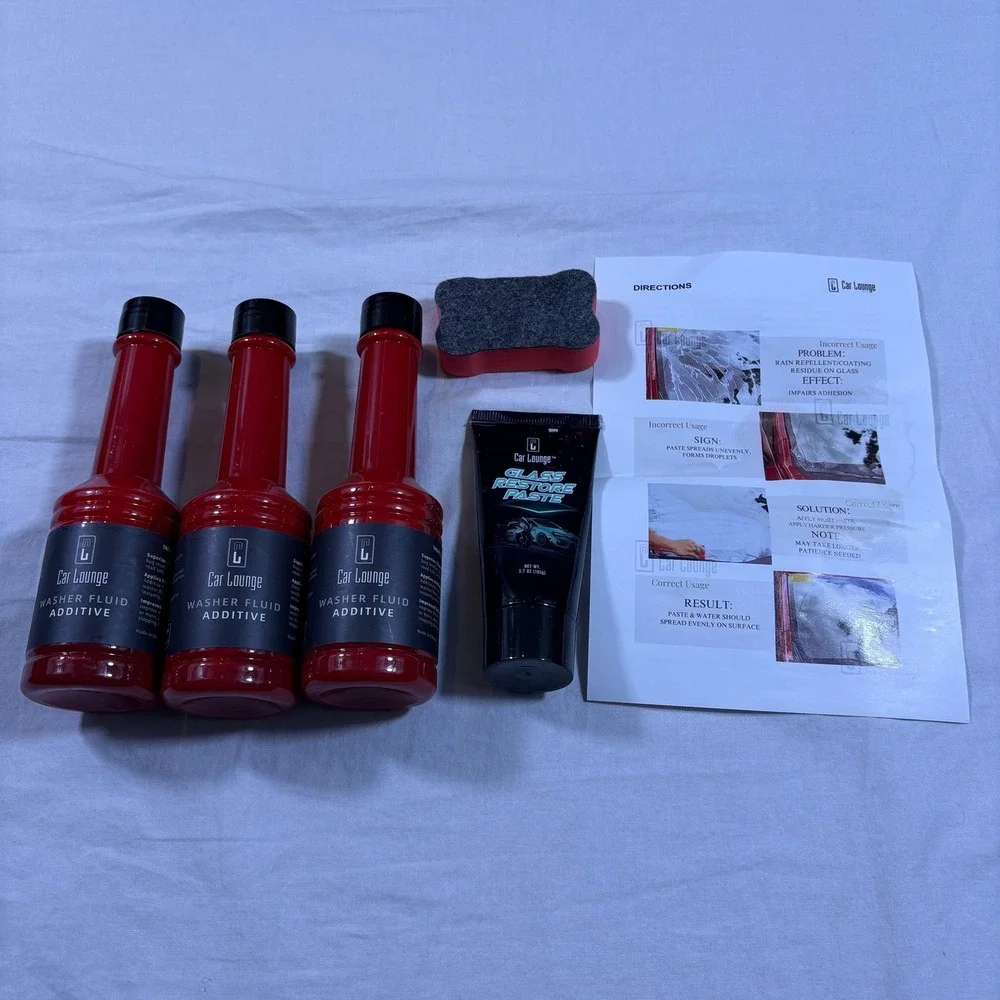 Car Lounge‎ Washer Fluid Additive 3 Bottles & Glass Restore Paste Kit
