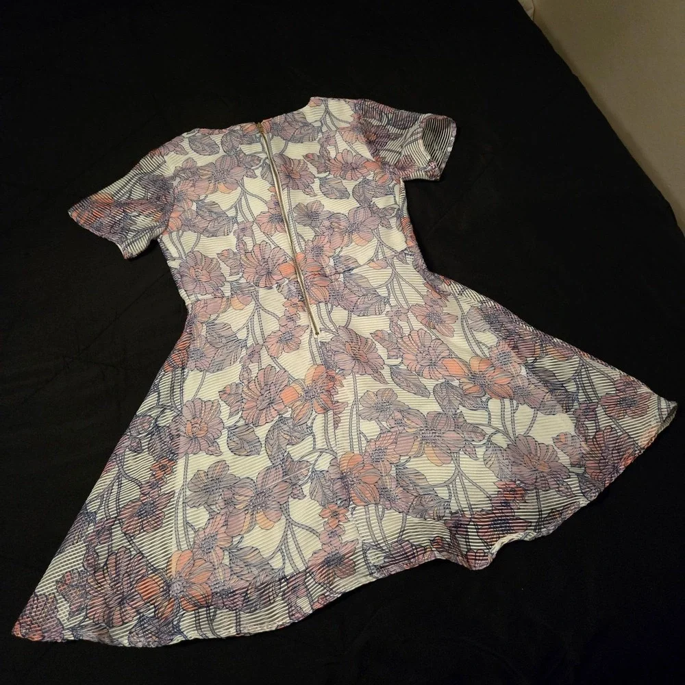 GB Girls Dress Girls 14 Multicolor Floral Pleated Cap Sleeve Fit & Flare Knee