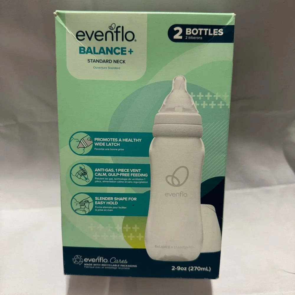 Evenflo Balance Plus Standard Neck‎ Baby Bottles 2 Count 9 oz BPA Free