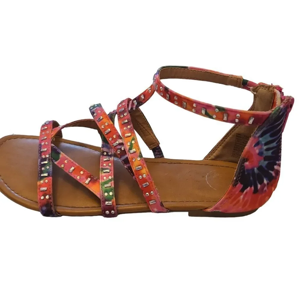 SO Kids Tie-Dye Strappy Sandals With Studs Kids‎ Size 5