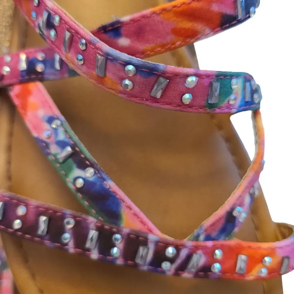 SO Kids Tie-Dye Strappy Sandals With Studs Kids‎ Size 5