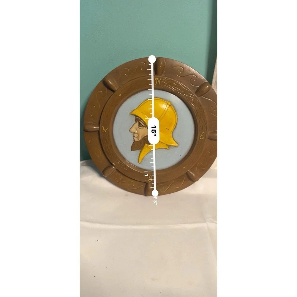 Vintage Nautical Fisherman Compass Wall Plaque‎ – Coastal Maritime Décor – 1980s