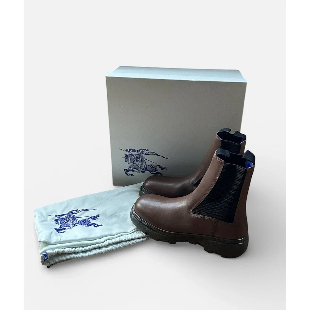 Burberry Creeper Chelsea Boots‎ Walnut 40.5 EU / 7.5 US Men's Leather MSRP $1290