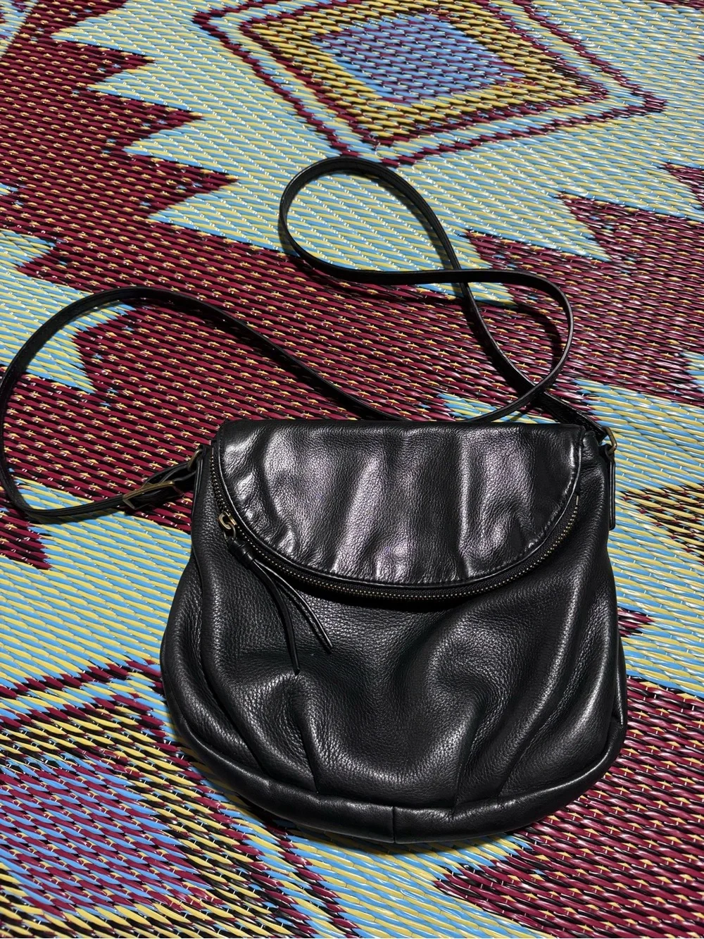 Margo black leather hobo flap bag