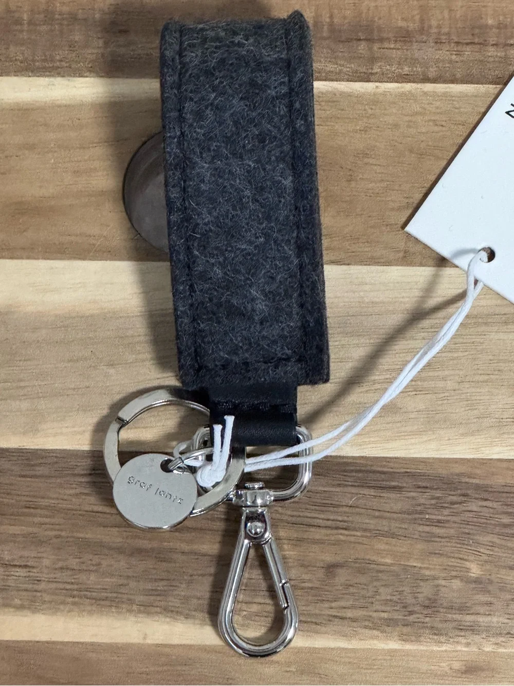Graf Lantz Merino Wool Felt Loop Key Fob Charcoal Black NWT