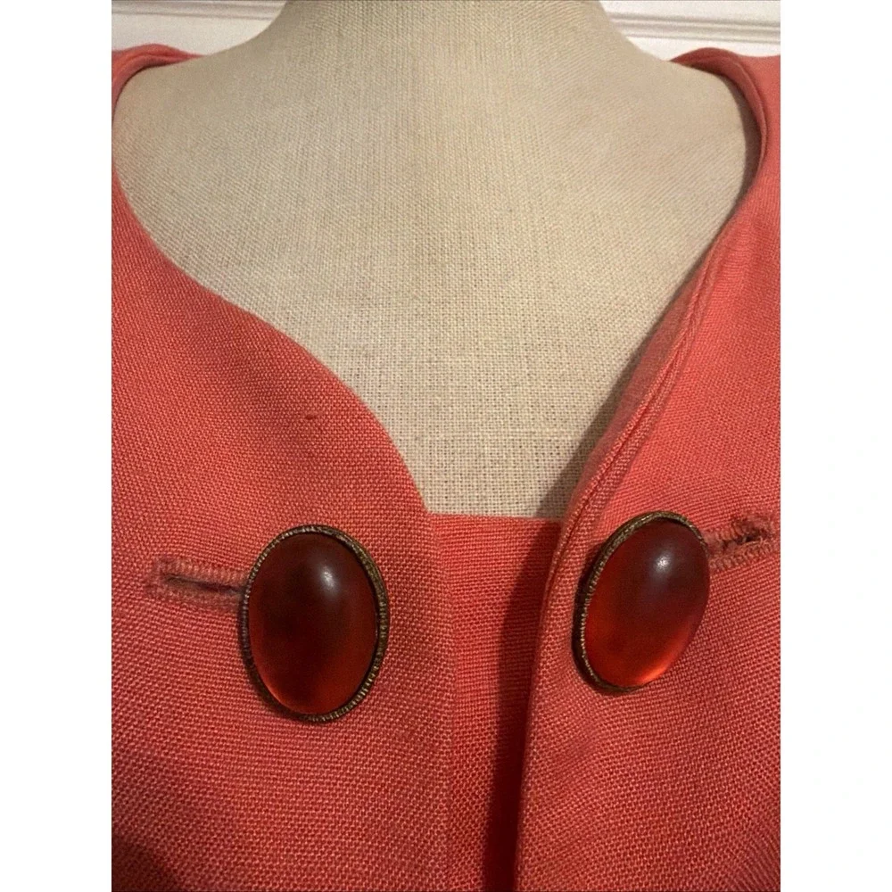 VTG‎ Christian Dior USA Sz 2 Power Blazer Jewel Oval Cabochon Buttons Crop 80's