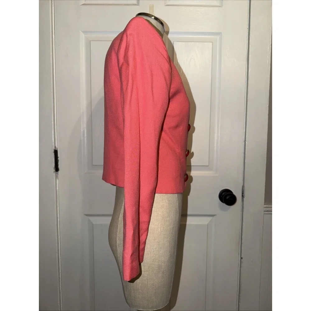 VTG‎ Christian Dior USA Sz 2 Power Blazer Jewel Oval Cabochon Buttons Crop 80's