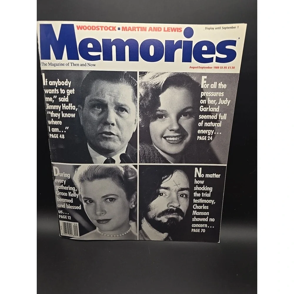 Memories Magazine August September 1989 Hoffa Garland Kelly Manson‎