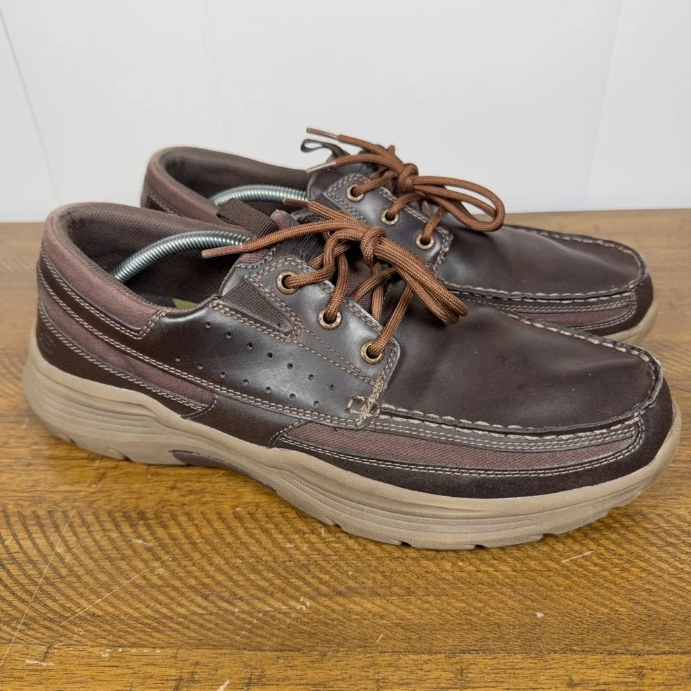 Skechers Shoes Mens 13 Brown‎ Relaxed Fit Air Cooled Memory Foam Expended Menson