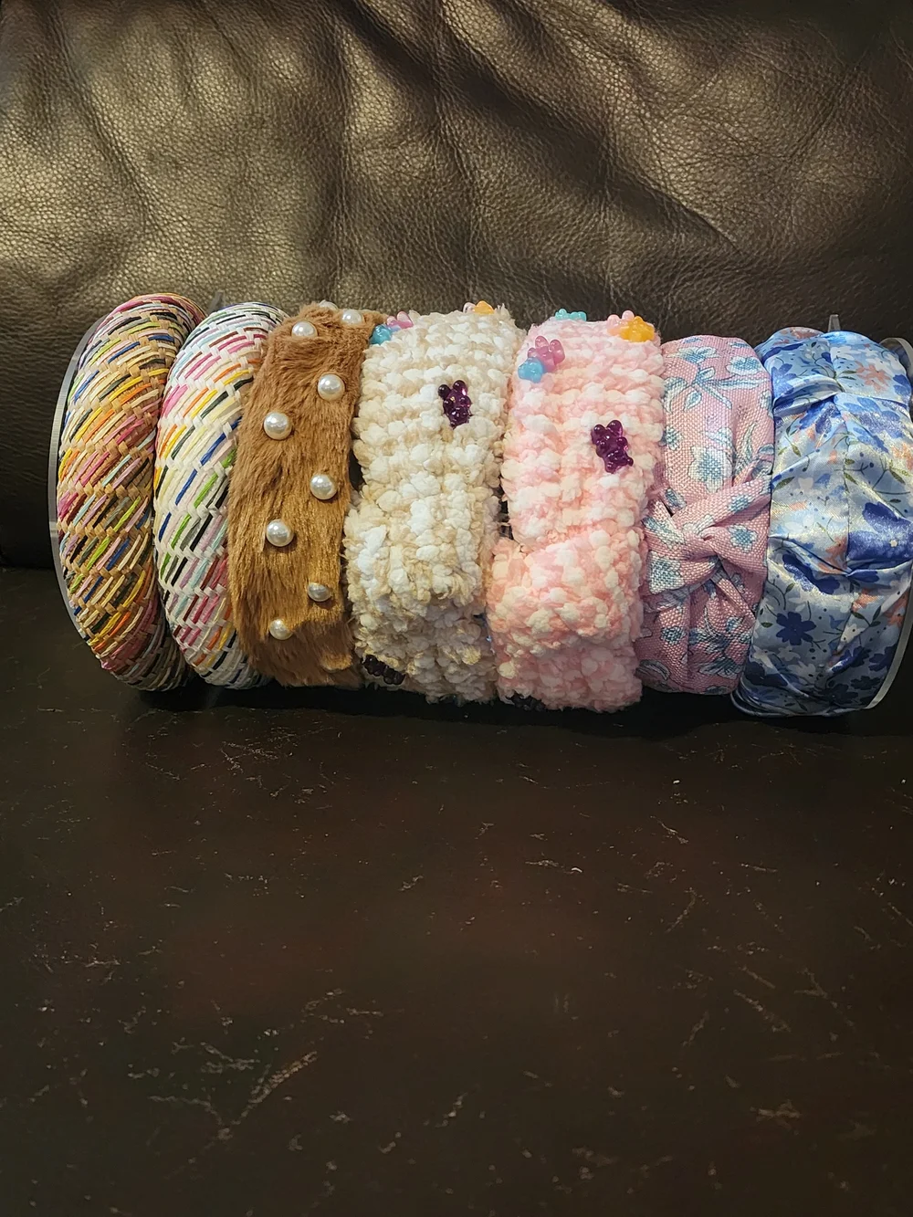 Assorted Decorative Headband Set - Pink, Cream, Blue, Brown, Multicolor