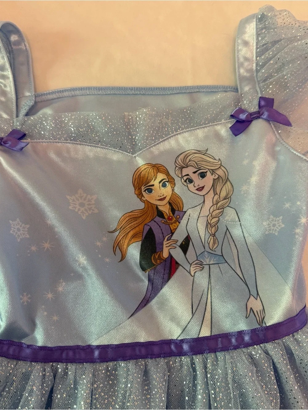 Disney Frozen Elsa & Anna Girls Dress Size 6 Blue Sparkle Tulle Costume