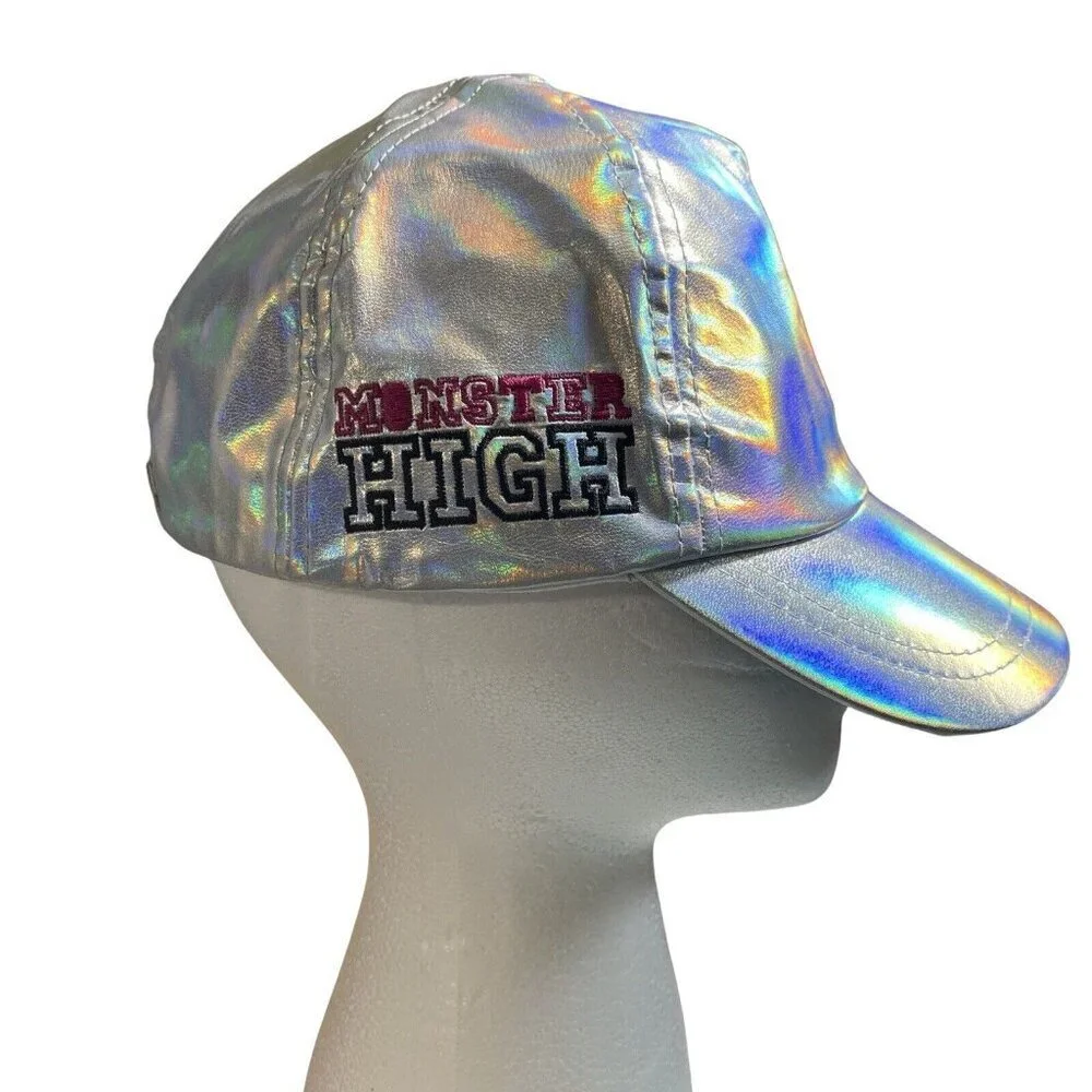 MONSTER HIGH‎ Girls Shiny Silver Cap Logo Skull One Size (4-16) Adjustable NEW
