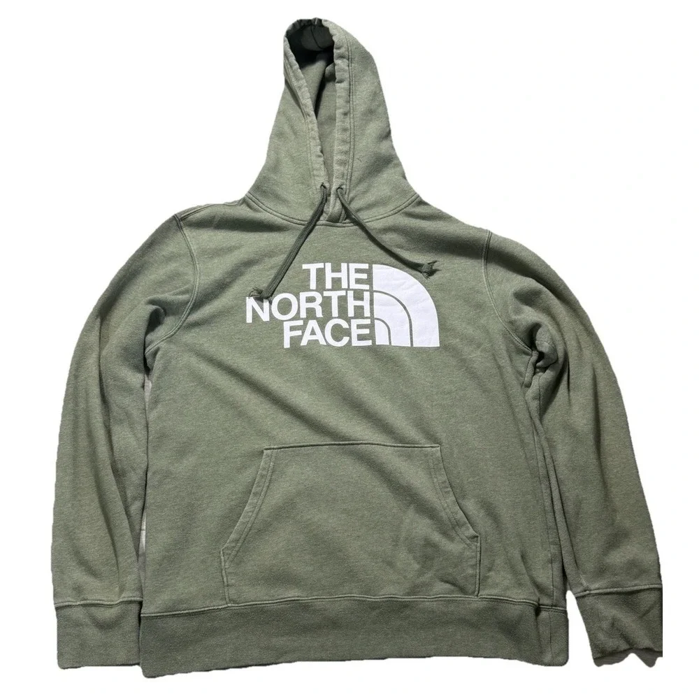 The North Face Hoodie Mens Large Green Pullover Sweatshirt Logo