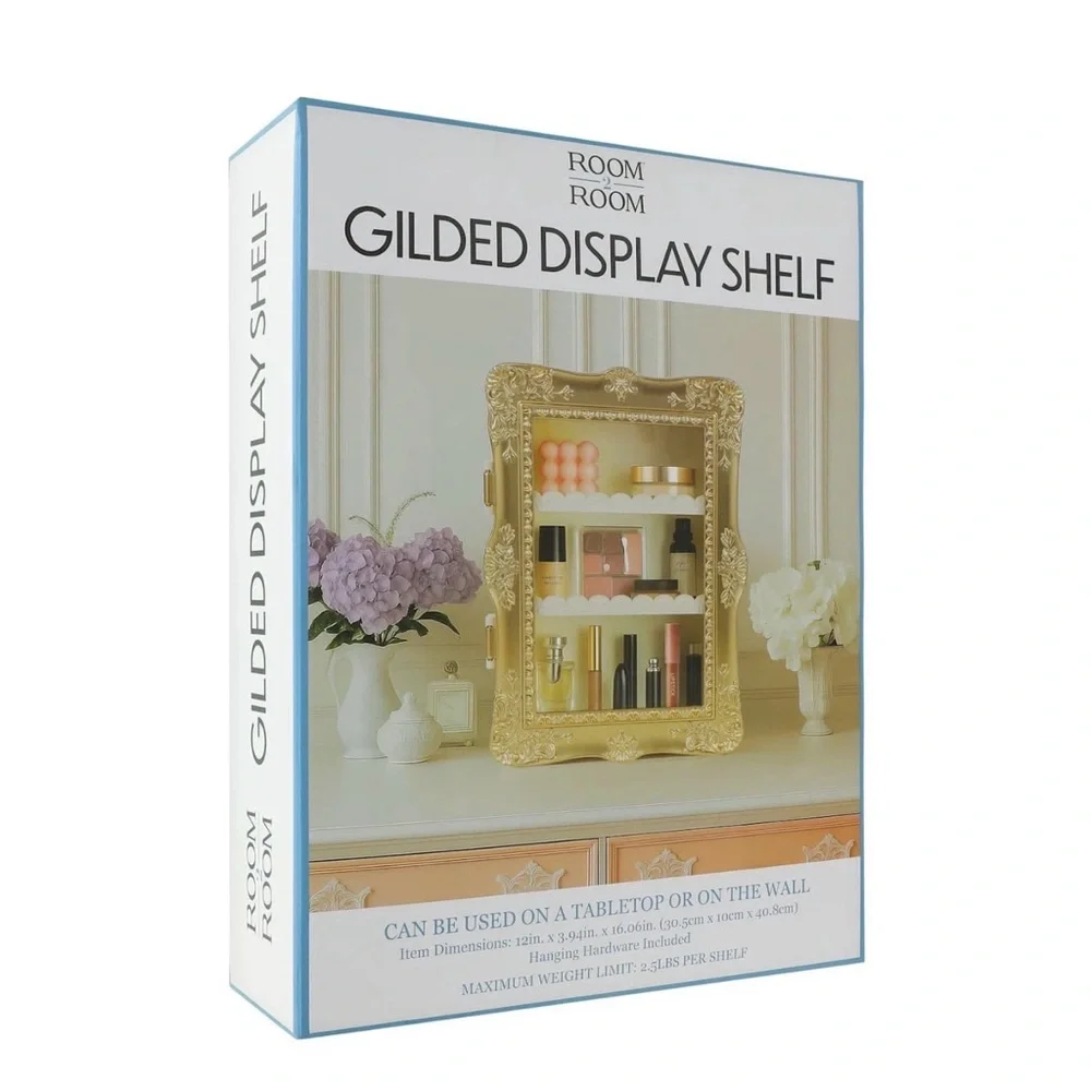 TikTok Viral Room2Room Five Below Gilded Display Shelf Gold Vanity Cabinet