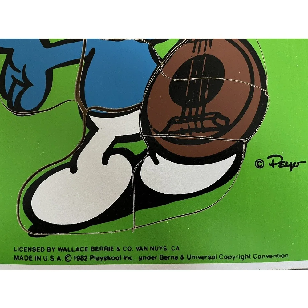 VTG Playskool Smurf Evening Serenade Wooden Jigsaw Puzzle 325-5 Smurfs 11 Piece