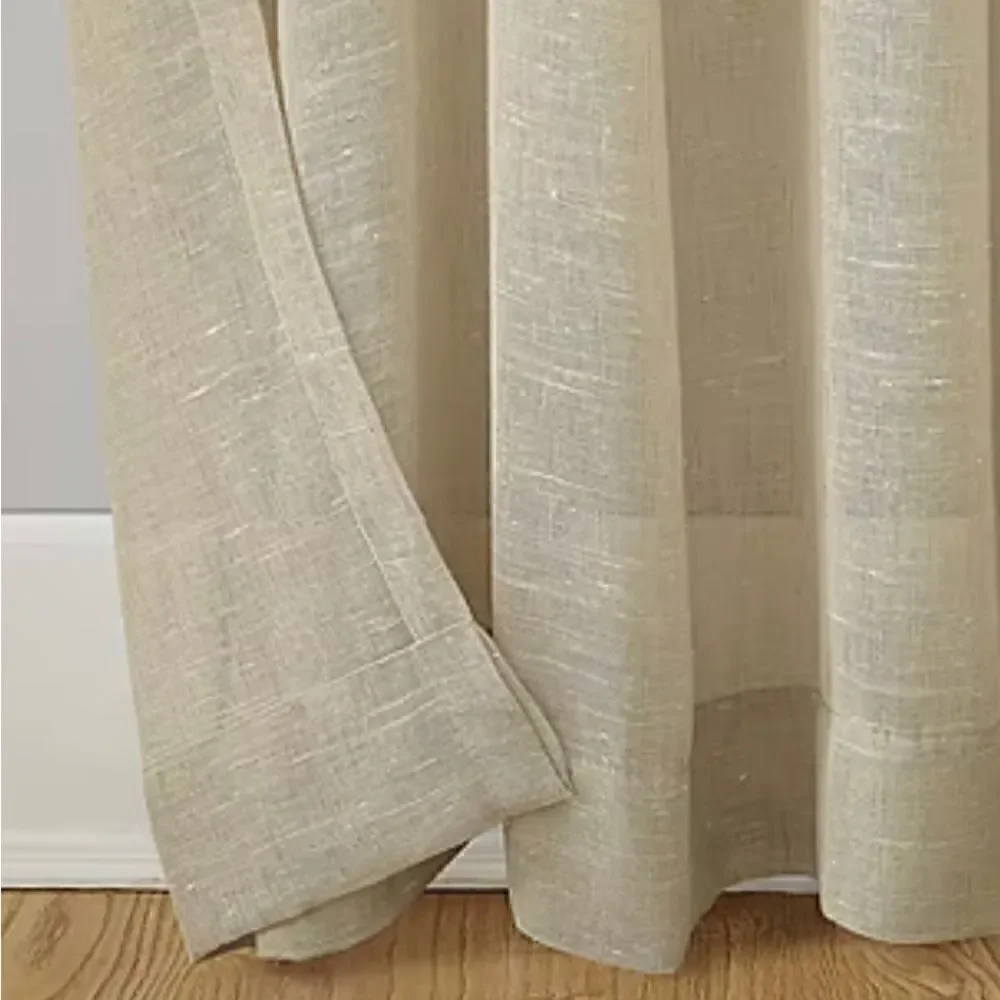 Archaeo Slub Textured Linen Blend Sheer Grommet Top Curtain Panel Pair