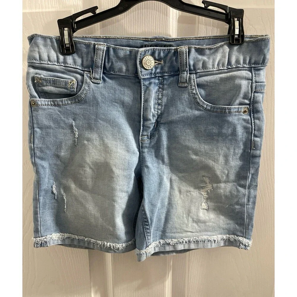 Justice Girls Distressed Denim Shorts Size 12
