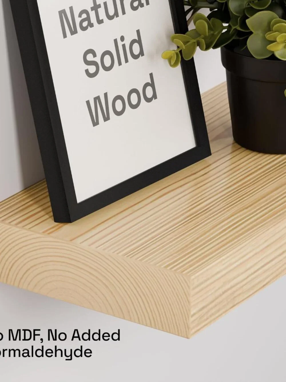 Moisture-Resistant 16 Inch Wooden Floating Shelves - Easy Installation Set