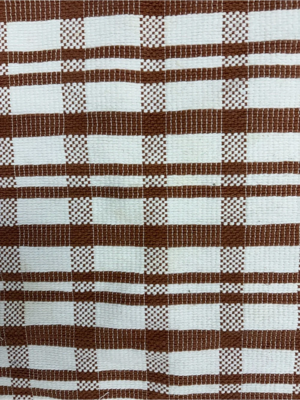 Brown and White Plaid Fabric Rectangular Placemat with Fringed Edges