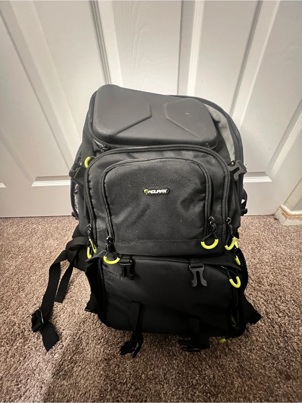 Nourak Black Camera Backpack with Neon Yellow Accents