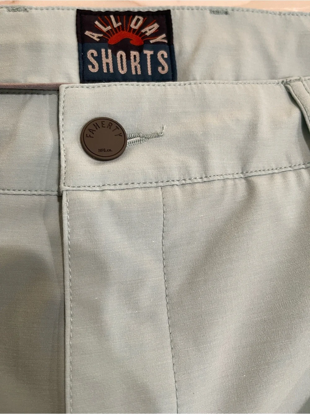 Faherty Men’s All Day Belt Loop Stretch Performance Shorts SZ 34 Seafoam