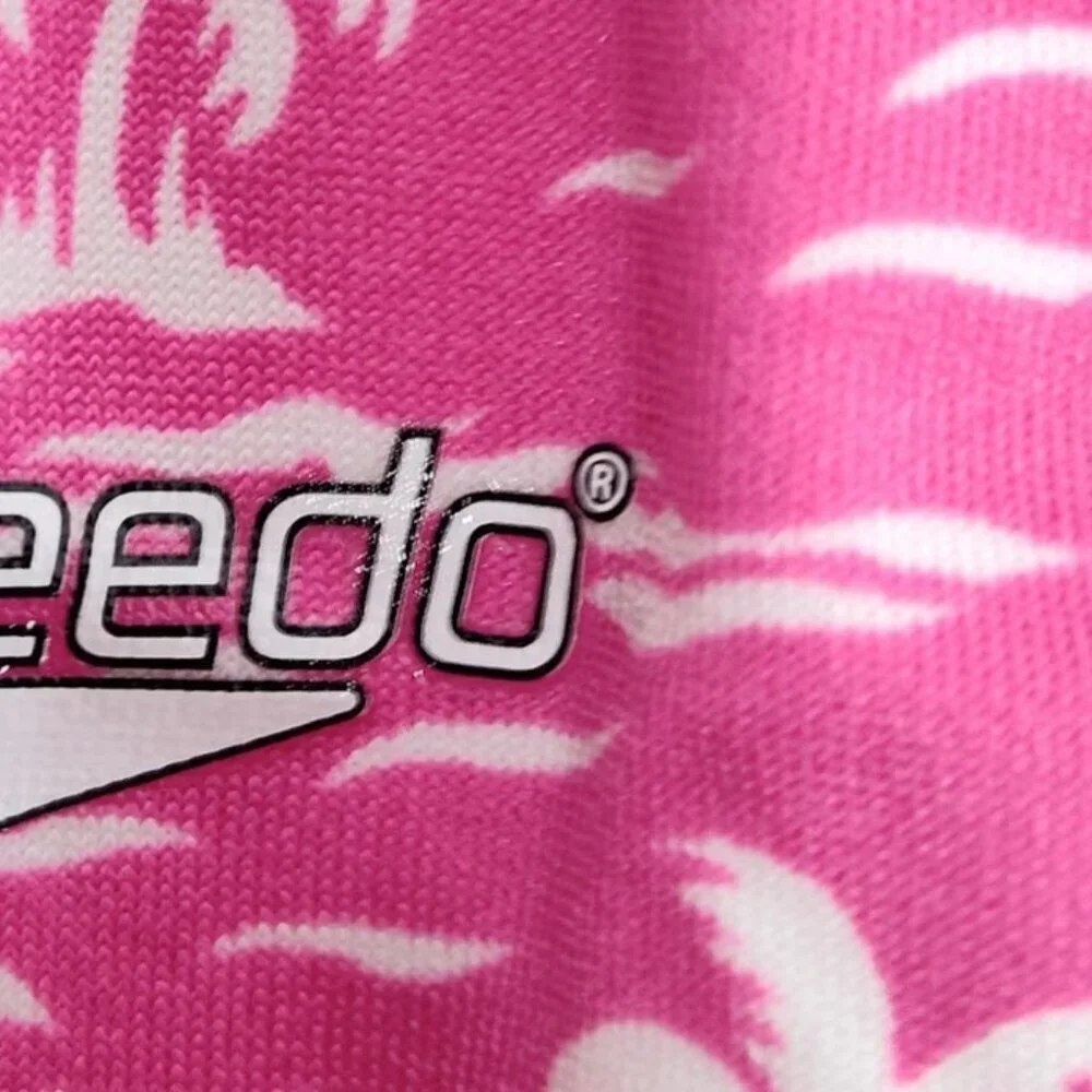 Speedo Tropical Breeze Girls Swimsuit 2 Piece Size 12 NWT Pink with White Palm