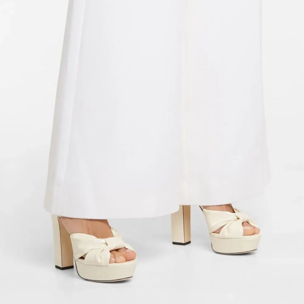 Jimmy Choo Patent Leather Ankle-Strap Platform Sandals